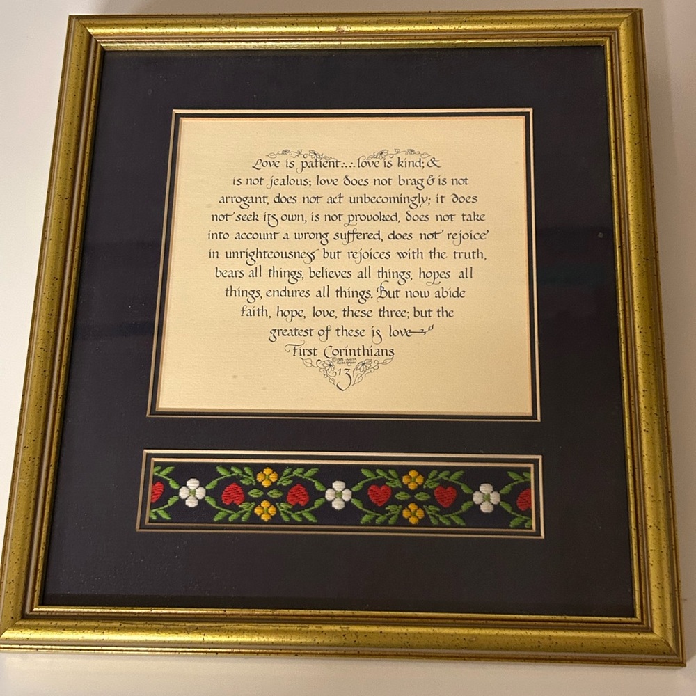 Vintage Framed 1 Corinthians Verse – “Love Is Patient”